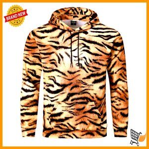 Animal Print Graphic Hoodie Long Sleeve Oversized Retro Halloween Sweatshirt